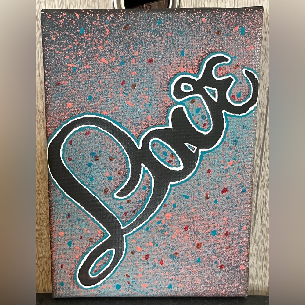 Abstract Art Canvas with Bold Script